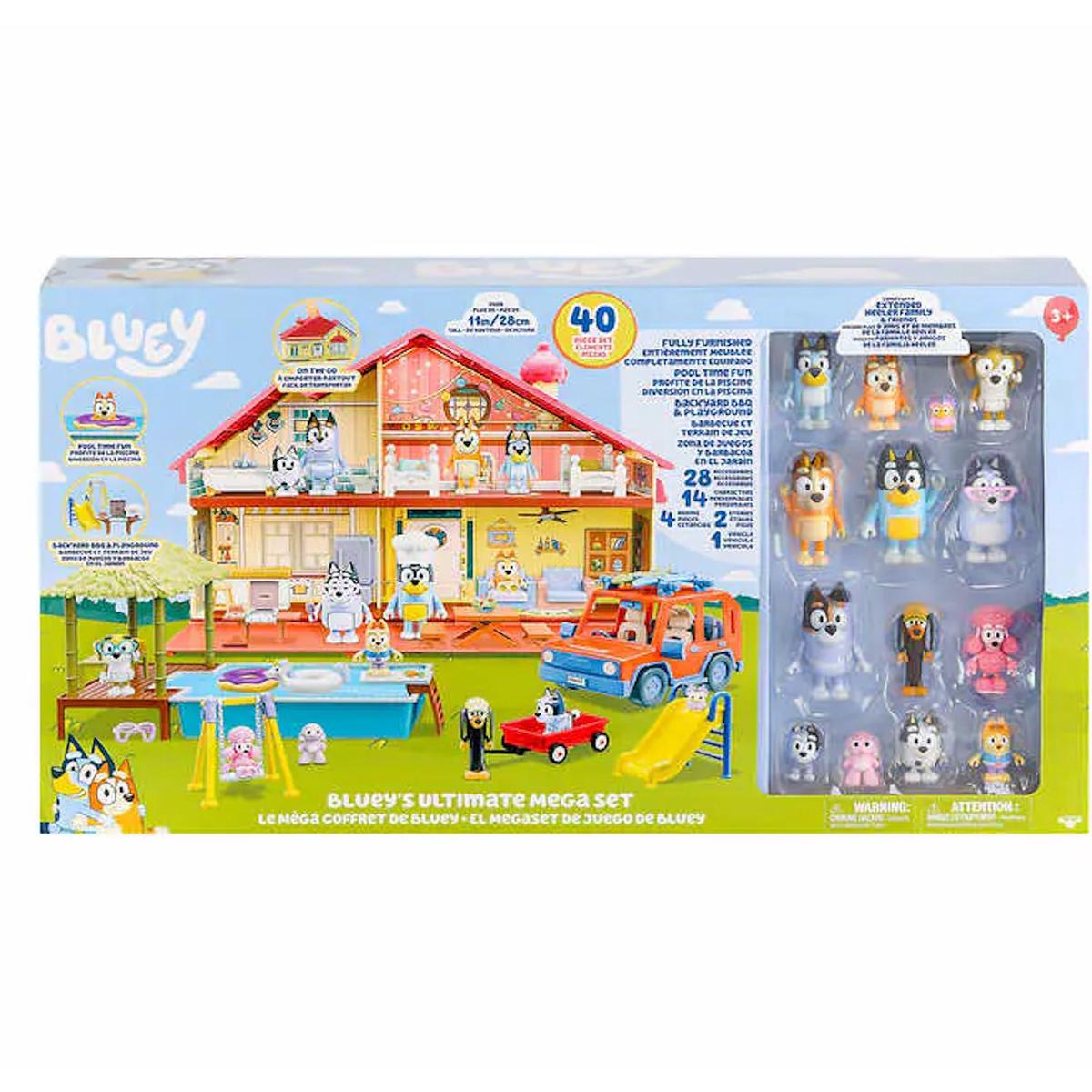 Bluey’s Ultimate Mega Set – 40 Piece Set, 14 Character Figures, 4 Sets