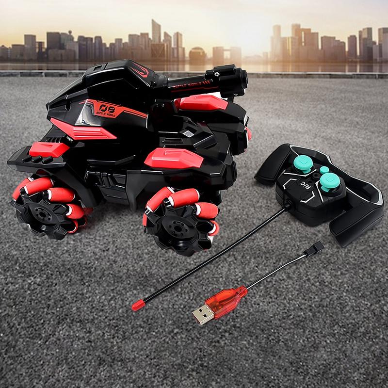 New Remote Control Vehicle 4wd Off Road Climbing Vehicle Water Bomb Armored Tank Battle Launcher Boys’ Children’s Toy Car (1 pc / With Remote)