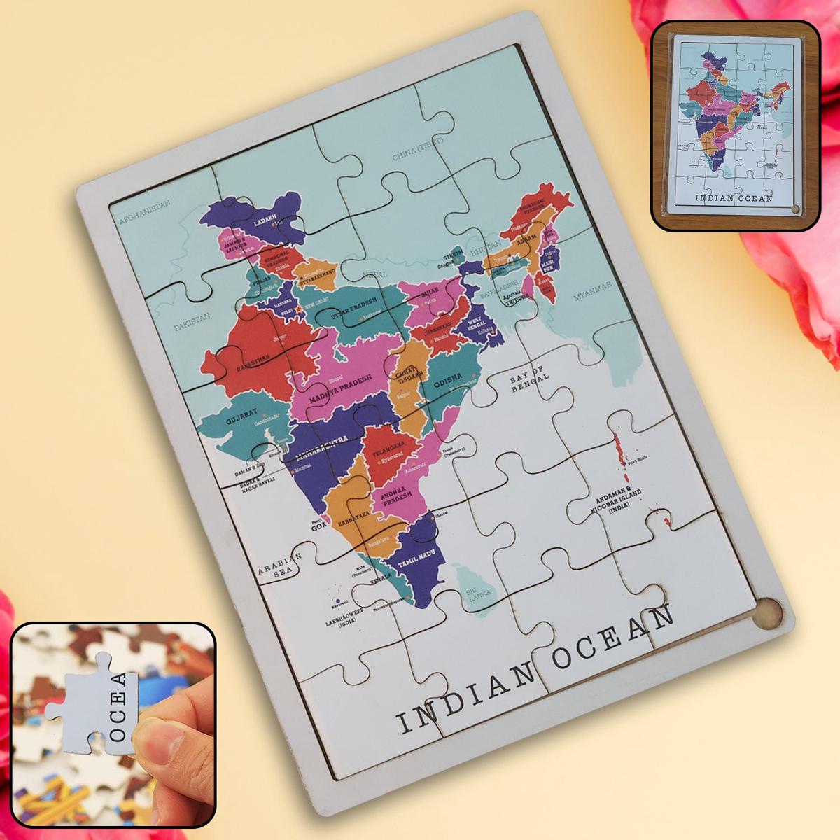 Wooden India Map Puzzle – (1 Set)