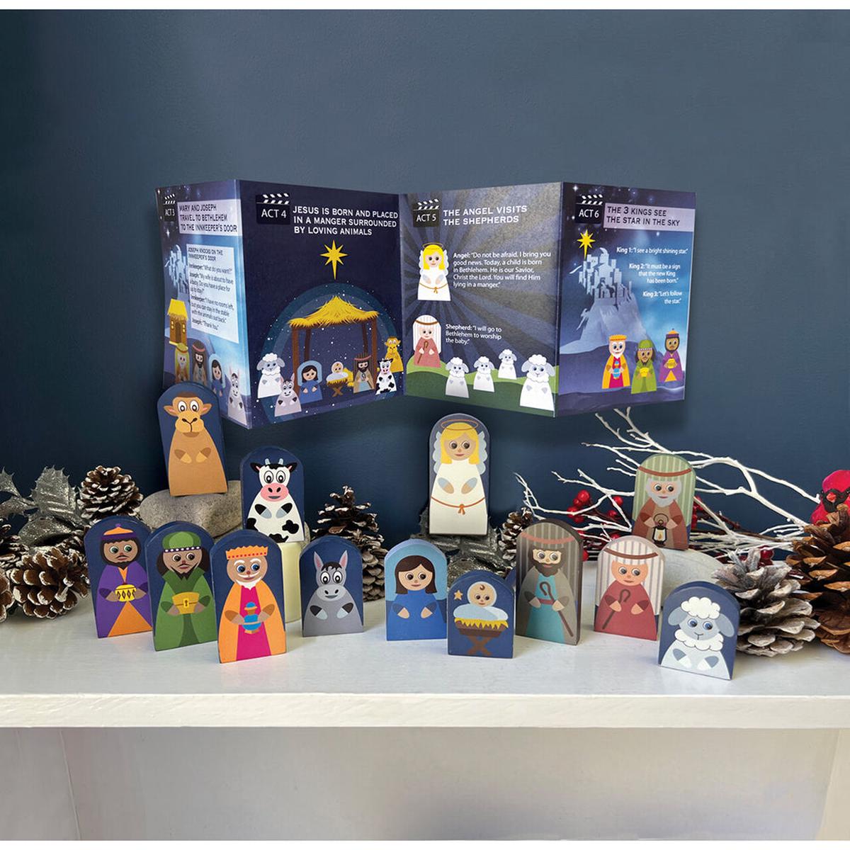 Wood Crafted Nativity Playset – 13 Pieces