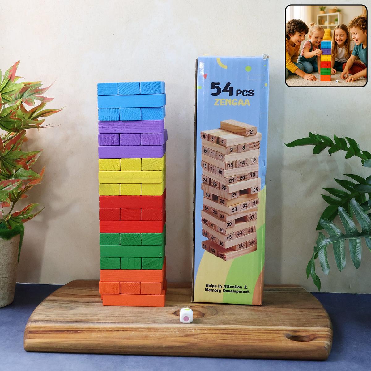 Wooden Stacking Tower Game – (54 Pc)