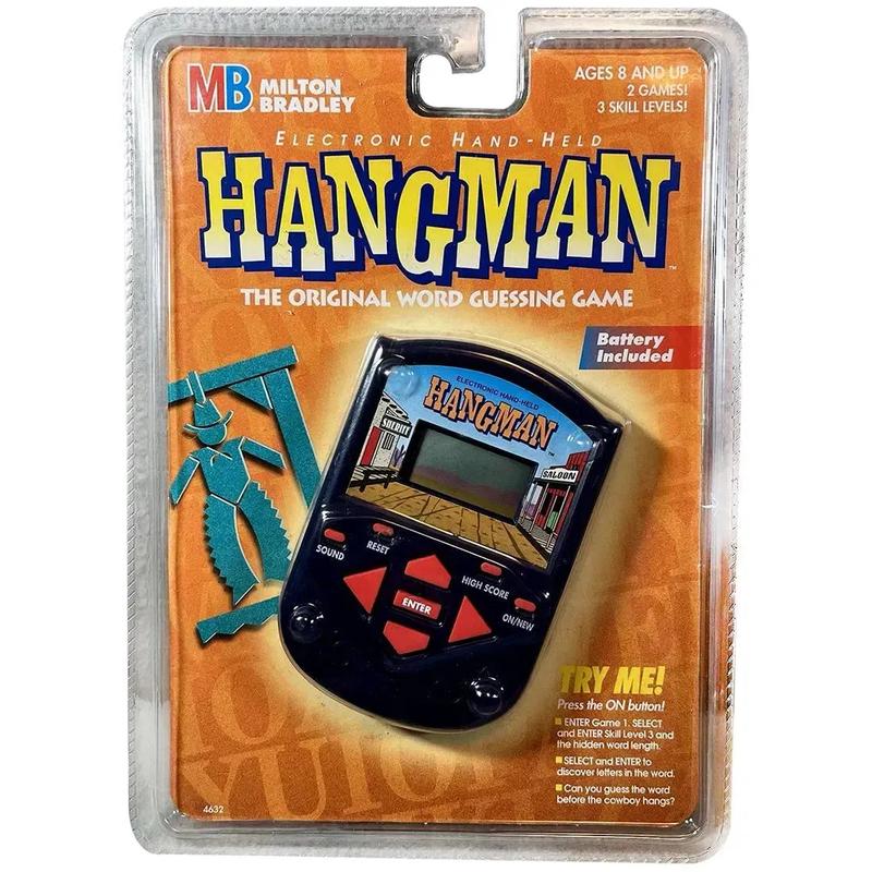 Hangman – Puzzle Word Electronic Handheld Game for Family, Adults, and Children (1 Player, Ages 8+) – Hasbro [Milton Bradley]