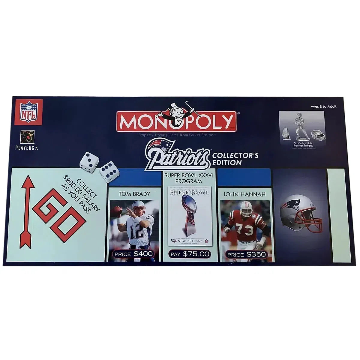Monopoly: New England Patriots Collector’s Edition – Economic Sports Board Game for Family, Adults, and Children – USAopoly –