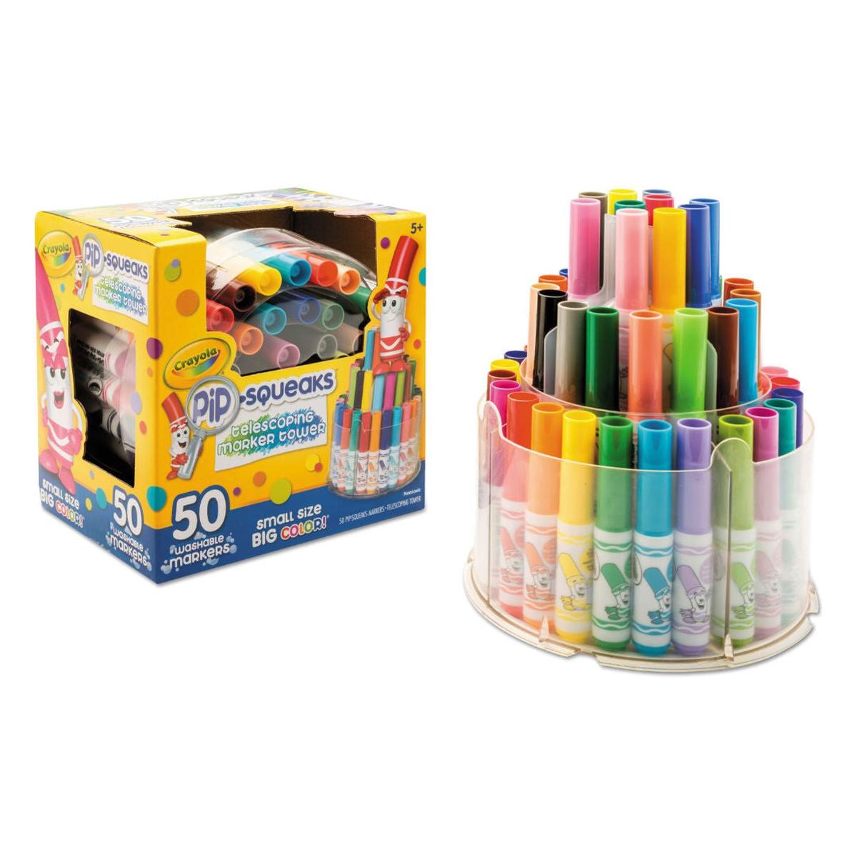 Crayola PiP-SQUEAKS Telescoping Marker Tower Set, 50 Pieces