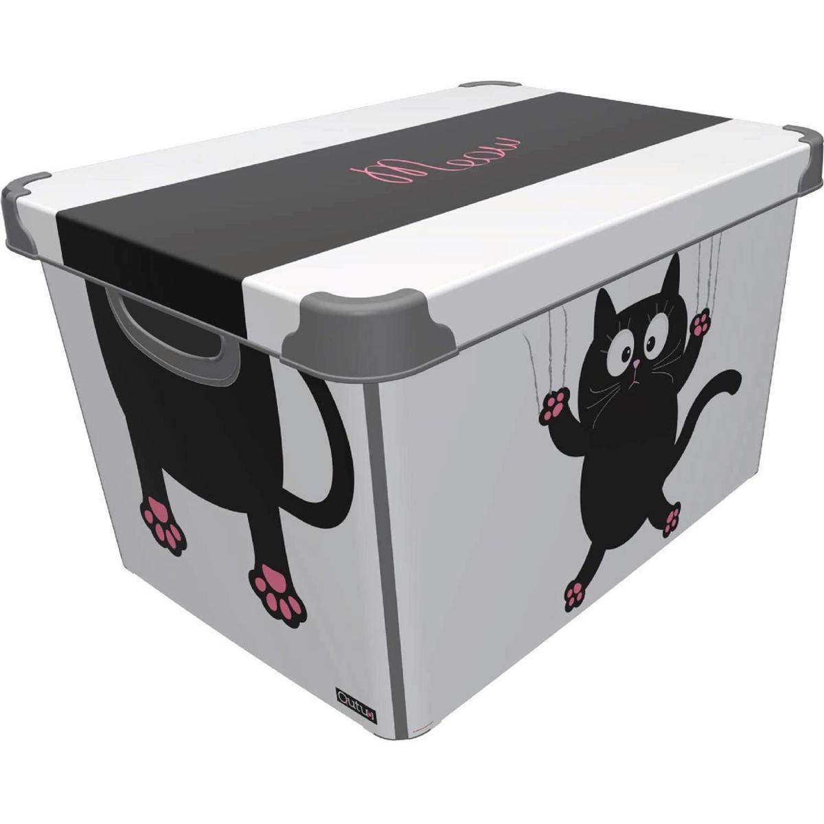 Maqio 22 Litre Plastic Storage IML Print Cat Meow Decor Box