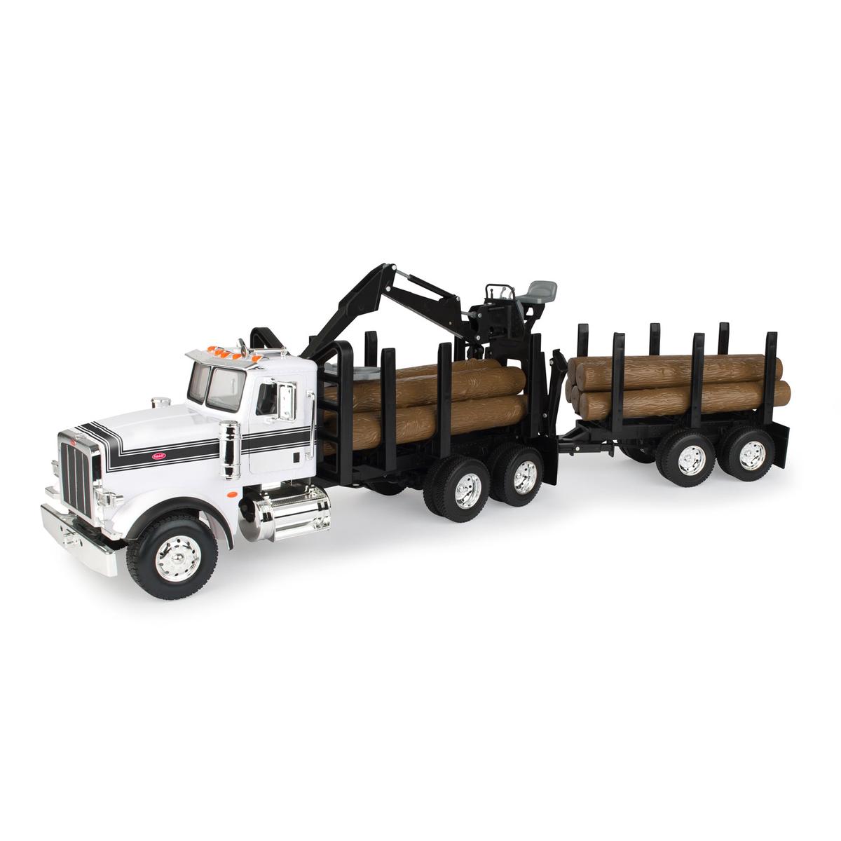 Toy Peterbilt 367 Logging Truck with Pup Trailer and Logs 46720