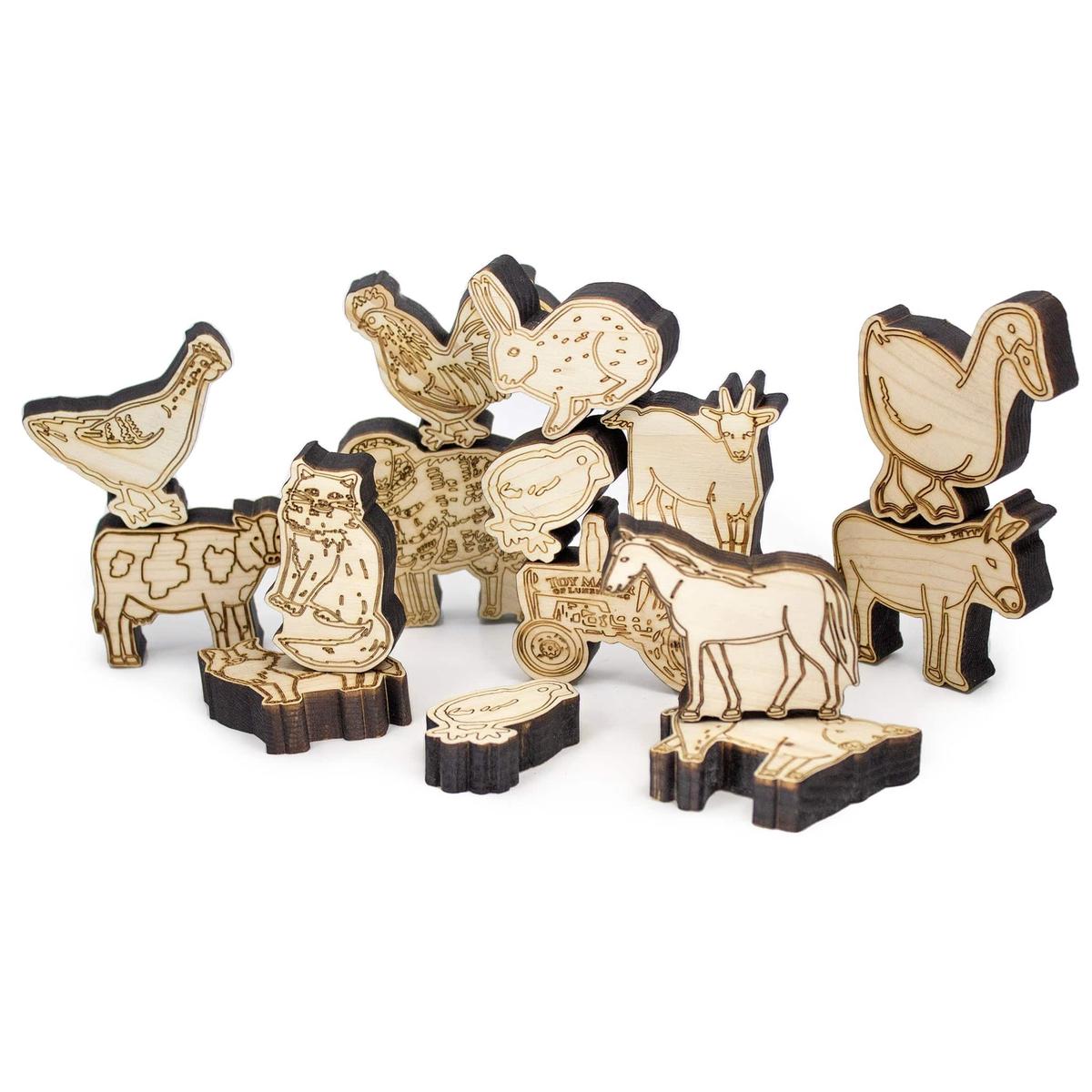 Wooden Stacking Farm Animals Balancing Toy