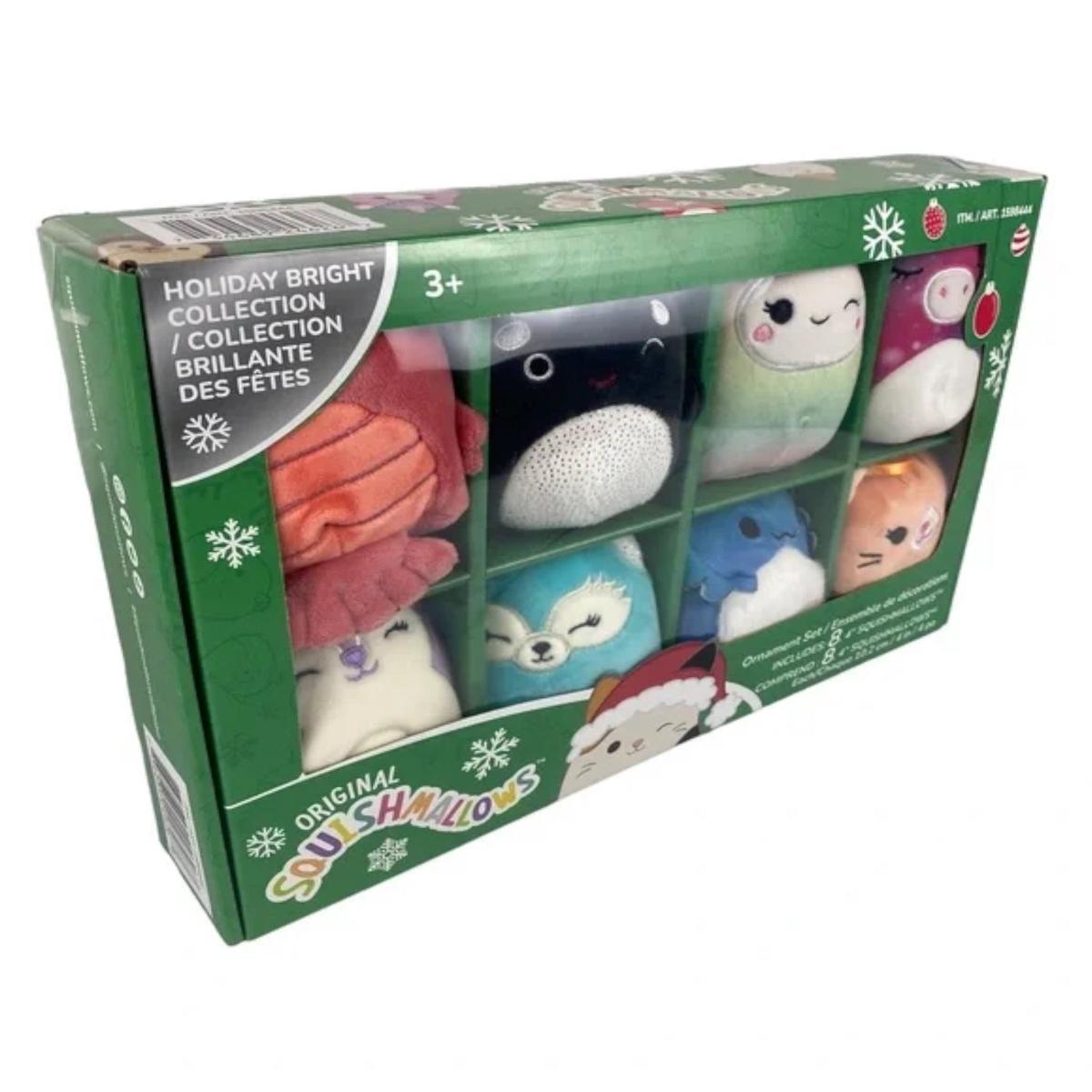 Squishmallows: Holiday Christmas Bright Squads Ornament Set – 8-Pack [4 Inch]