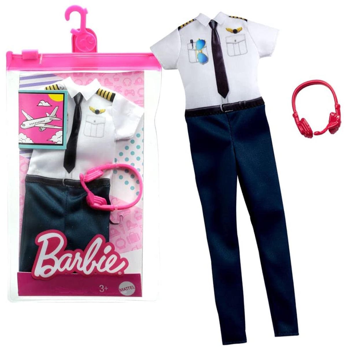Barbie Career Outfit Clothes & Accessories – Trousers & White Pilot Shirt