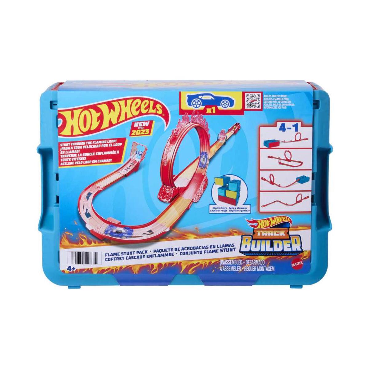 Hot Wheels Fire-themed Track Building Set with Track Set And 1 Hot Wheels Car for Ages 4+