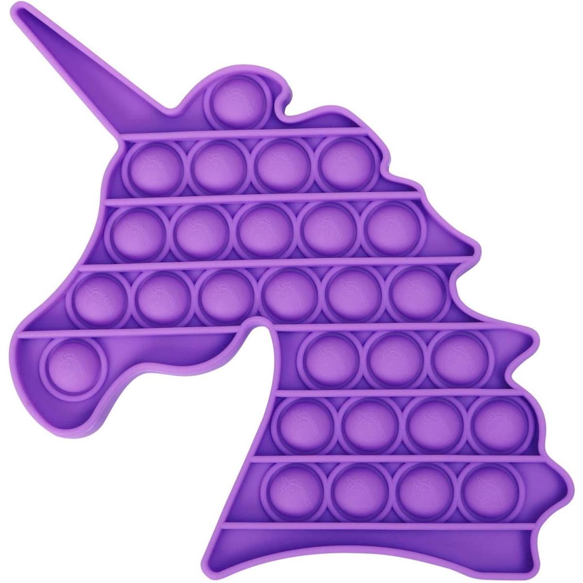 Purple Unicorn Push Pop Bubble Fidget Toy [Sensory Kids Adults Anxiety Stress Relief]