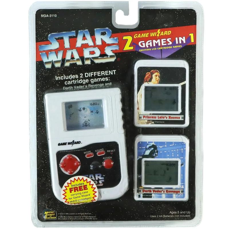 Star Wars – Game Wizard Electronic LCD Handheld Game Console with Darth Vaders Revenge & Princess Leias Rescue Cartridges – MGA – (1995)