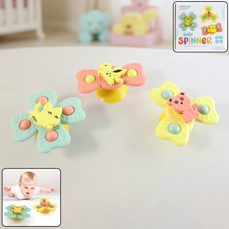 Buzzy Baby Spinner Toy Set  Suction Cup Spinning Toys (3 Pc Set)