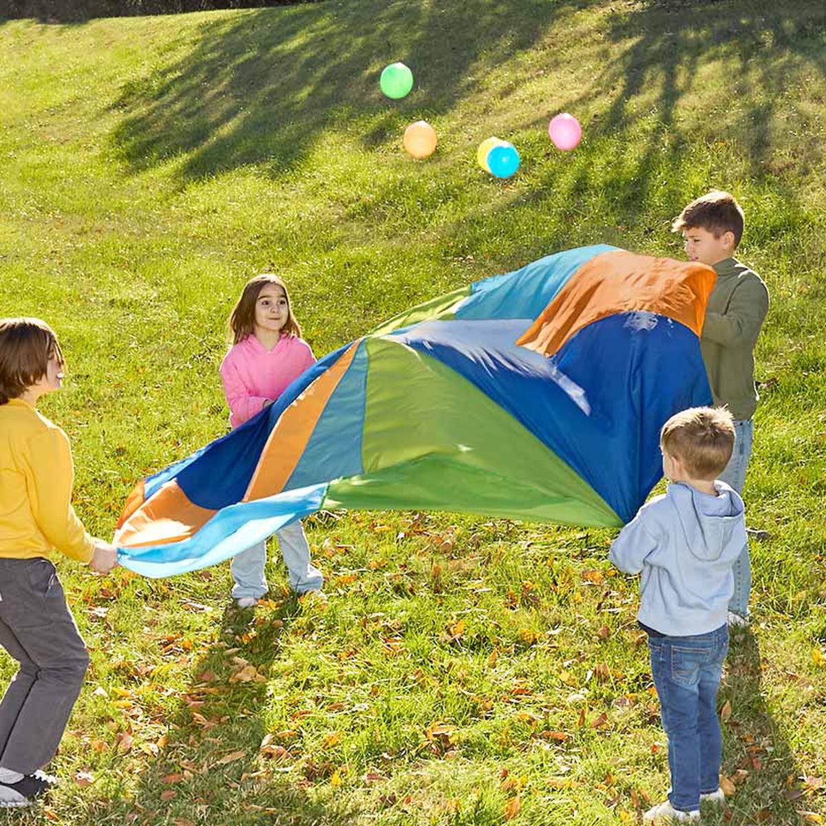 Giant Rainbow Parachute for Kids – Durable Nylon with Handles and Balls