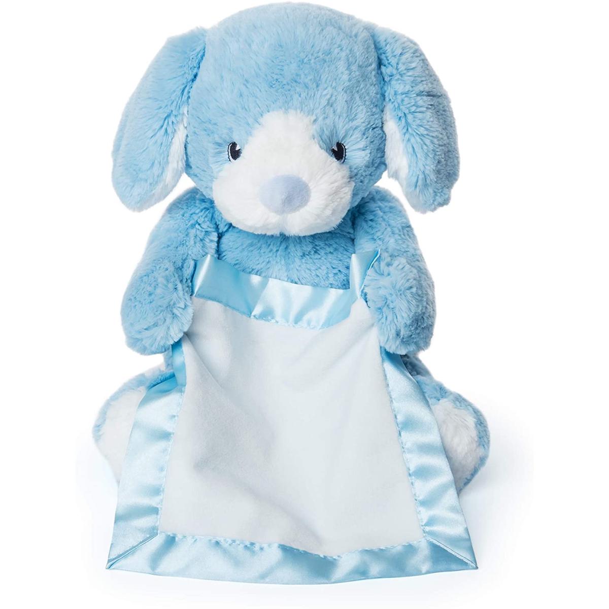GUND Peek-a-Boo Puppy Blue Soft Plush Toy with Blanket 6052654