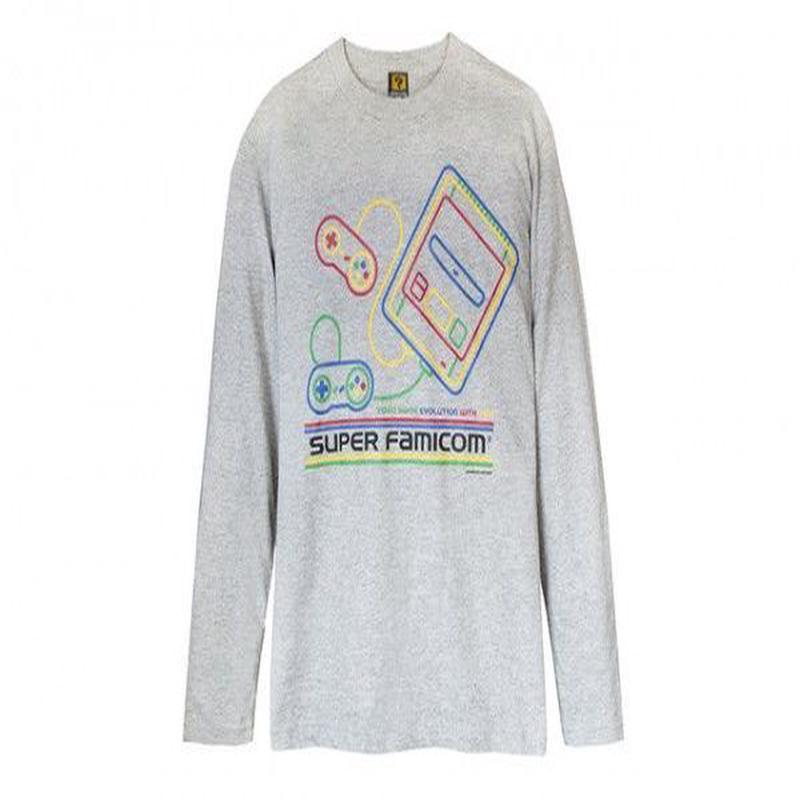 (size L - color GRAY) super famicom original tshirt + pin - t-shirt shirt dress  tshirt original