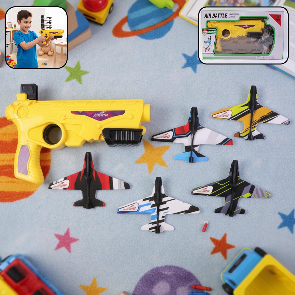 Air Battle Plane Launcher Gun Toy for Kids  Foam Glider Set (1 Set)